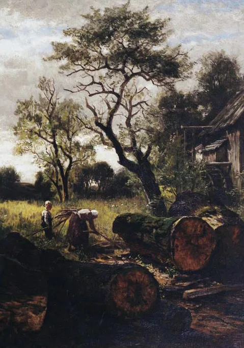Paul Weber, Brushwood Collector (Mother with Her Little Boy in front of the Dachau Miill)