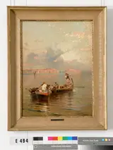 Franz Richard Unterberger, Two rowboats with Italian fishermen