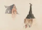 John Skinner Prout, A Fountain and a Facade in Austria