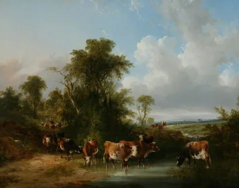 William Shayer, Landscape with Cattle by a Stream