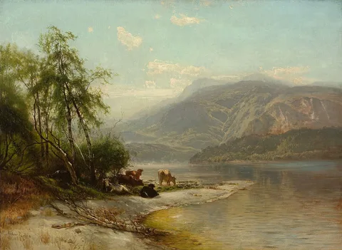 Arthur Parton, Cows Watering at River's Edge