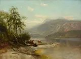 Arthur Parton, Cows Watering at River's Edge
