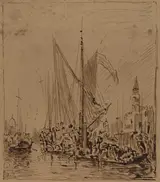 Félix Ziem, Boats and Gondolas before the Piazza San Marco