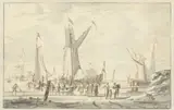 Abraham Storck, Roeiboten en een schip