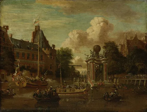 Abraham Storck, The arrival of the Russian embassy in Amsterdam, 29 August 1697