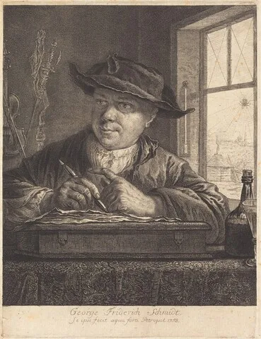 Georg Friedrich Schmidt, Self-Portrait with a Spider in the Window