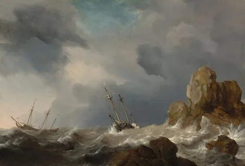 Willem van de Velde, Ships in a Gale