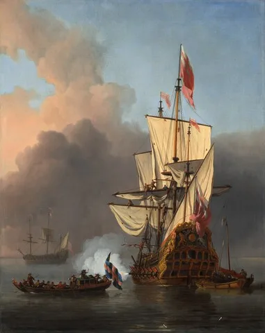 Willem van de Velde, An English Warship Firing a Salute