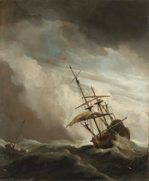 Willem van de Velde, A Ship on the High Seas Caught by a Squall, Known as ‘The Gust’