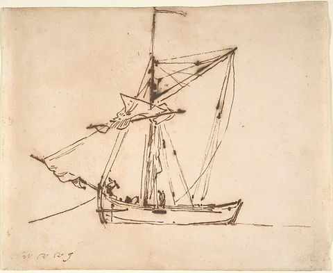 Willem van de Velde, Sketch of a Sailboat