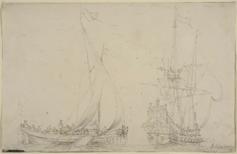 Willem van de Velde, A Warship and a Dutch Fishing Boat