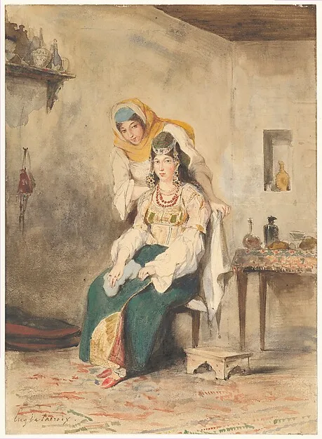 Eugène Delacroix, Saada, the Wife of Abraham Ben-Chimol, and Préciada, One of Their Daughters