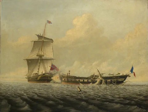 Thomas Baines, Action between HMS 'Blanche' and the 'Pique', 5 January 1795