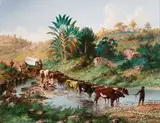 Thomas Baines, Wagon Crossing a Drift - Natal