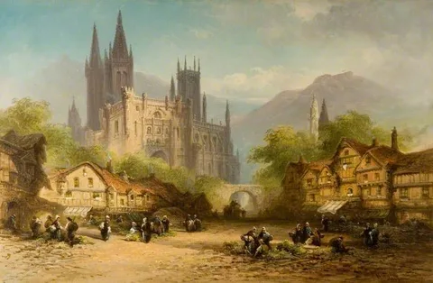 John Henry Foley, Market Day at a Town in Normandy, France