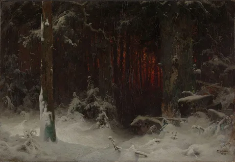 Ludvig Munthe, Wooded Landscape in Snow