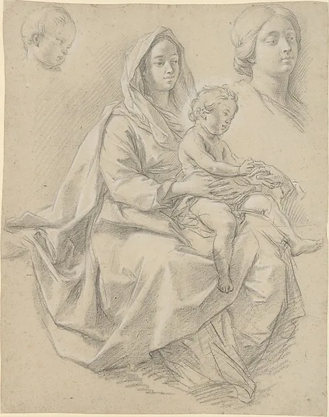 Étienne Parrocel, Seated Woman with a Child on her Lap (Study for a Mystic Marriage of St. Catherine of Alexandria)