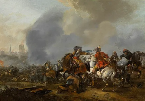 Pieter Wouwerman, Cavalry Skirmish with Foot Soldiers
