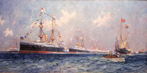 Charles Dixon, 'In Honour of our Queen': Queen Victoria's Diamond Jubilee Review at Spithead, 26 June 1897