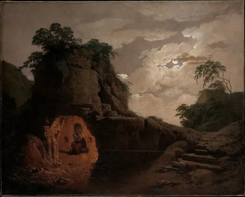 Joseph Wright, Virgil's Tomb by Moonlight, with Silius Italicus Declaiming