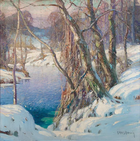 George Ames Aldrich, Winter Landscape with River