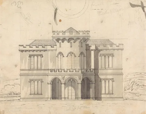 James Malton, Preparatory drawing for Design 10, Plate 7 for A Collection of Designs for Rural Retreats