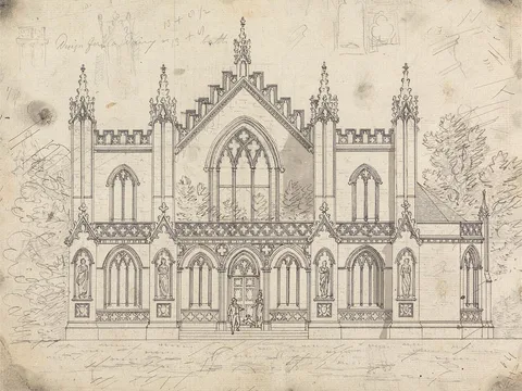 James Malton, Preparatory drawing for Design 14, Plate 11 for A Collection of Designs for Rural Retreats