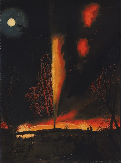 James Hamilton, Burning Oil Well at Night, near Rouseville, Pennsylvania