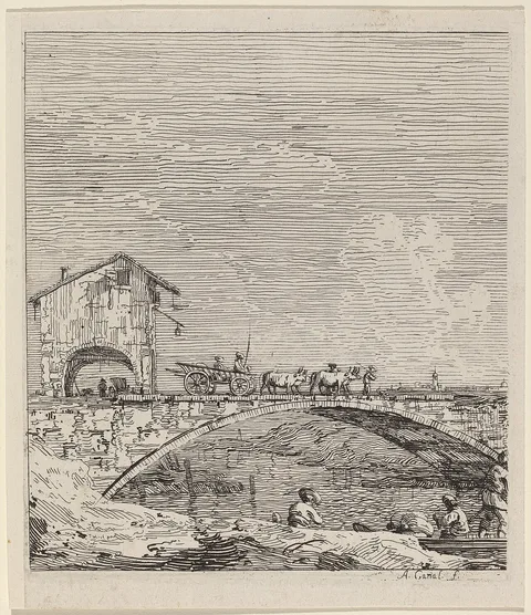 Canaletto, The Wagon Passing Over a Bridge