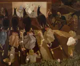 Stanley Spencer, Travoys Arriving with Wounded at a Dressing-Station at Smol, Macedonia, September 1916