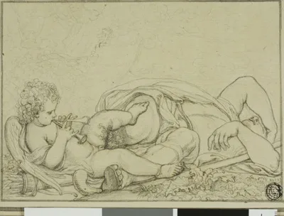 Richard Cosway, Cupid Playing Flute and Sleeping Shepherd