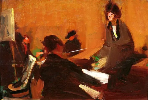 Konrad Krzyżanowski, The Evening in the studio.