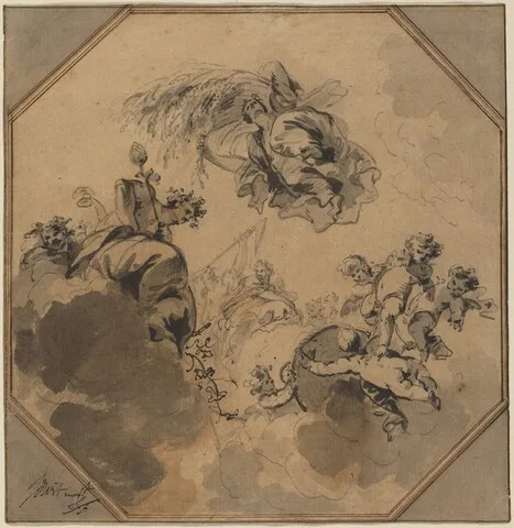 Jacob de Wit, Study for a Ceiling: Allegory of the Harvest with Dionysus and Ceres