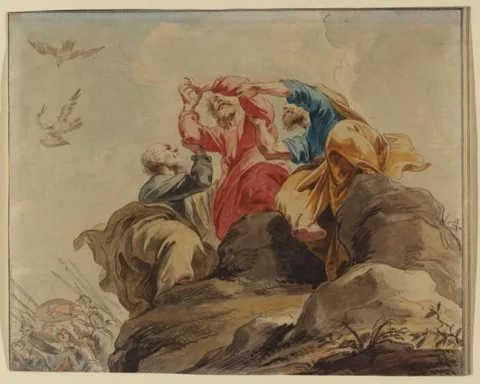 Jacob de Wit, Moses in prayer between Aaron and Hur (Exodus 17: 9-13)