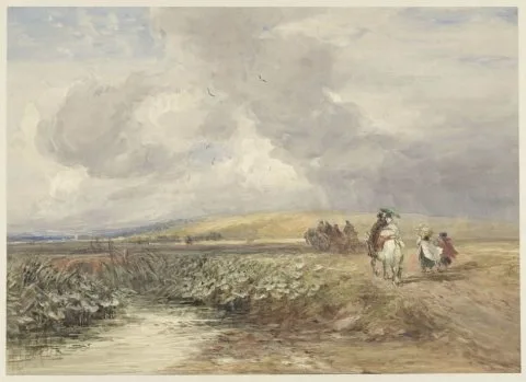 David Cox, Landschap met reizigers
