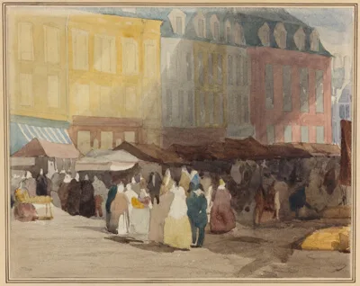 David Cox, A French Market Scene, possibly Boulogne