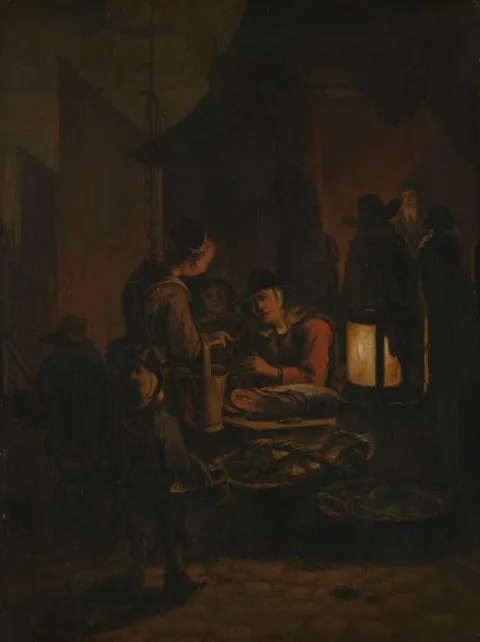 Egbert van der Poel, Fish market at night
