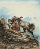 Alfred Jacob Miller, An Indian With the Scalp Lock of His Enemy