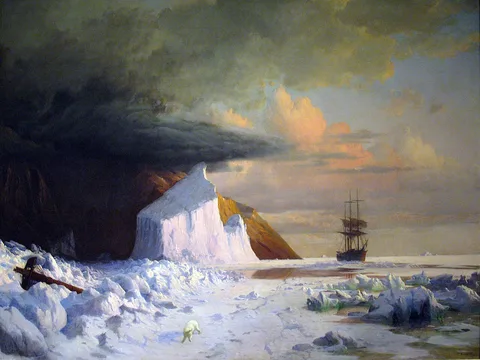 William Bradford, An Arctic Summer: Boring though the Pack in Melville Bay