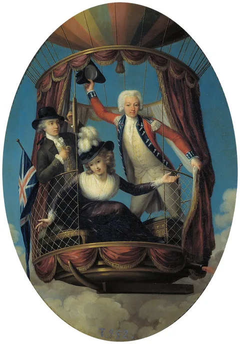 John Francis Rigaud, V. Lunardi, Mrs Sage and G. Biggin in a Hot Air Balloon