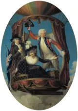 John Francis Rigaud, V. Lunardi, Mrs Sage and G. Biggin in a Hot Air Balloon