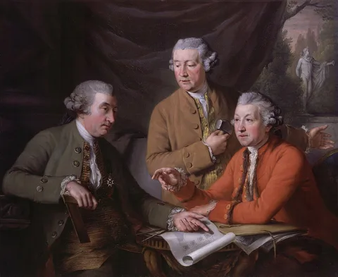 John Francis Rigaud, Sir William Chambers; Joseph Wilton; Sir Joshua Reynolds