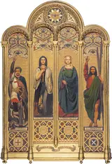Thomas Faed, Four Saints (St George, St Catherine, St Margaret and St Andrew) after designs by Alexander Christie and Silas Rice
