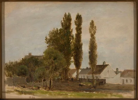 Zygmunt Sidorowicz, Landscape with trees and houses
