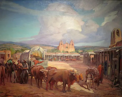 Gerald Cassidy, View of Santa Fe Plaza in the 1850s