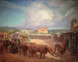 Gerald Cassidy, View of Santa Fe Plaza in the 1850s