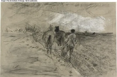 Anton Mauve, Man Plowing (recto and verso)