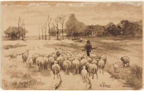 Anton Mauve, Shepherd with His Flock