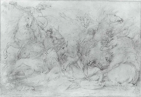 Benjamin West, Study for "Alexander III, King of Scotland, Saved from a Stag by Colin Fitzgerald"
