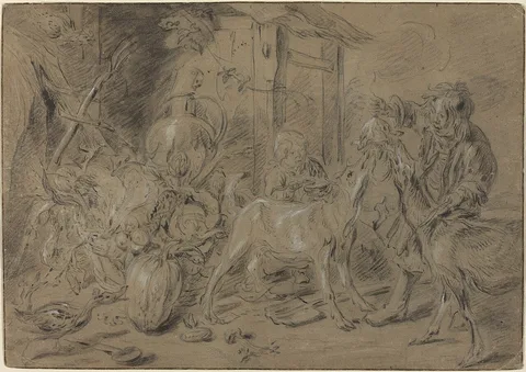 Jan Fyt, Still Life with Two Children Feeding Goats